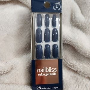 Deep Blue, Long Salon Gel Nails